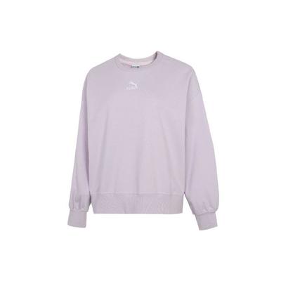 Embroidered Logo Crew Neck Sweatshirt Women Tops Purple 535327-17