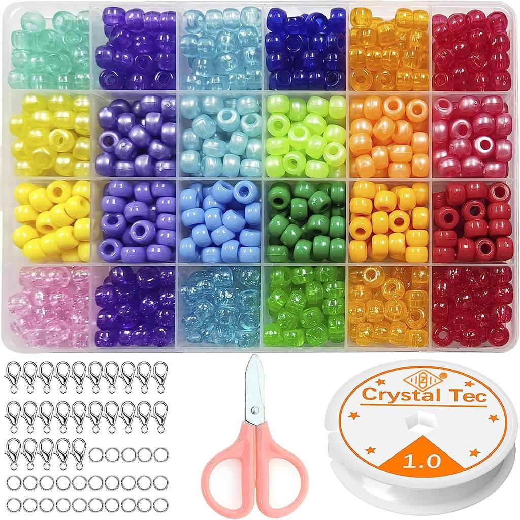24 barev Pony Beads BetterJonny Přibližně 720 kusů Abecední korálky Akrylové korálky Souprava korálků Barrel Beads Barevný náramek Řetězec náhrdelník Náušnice…