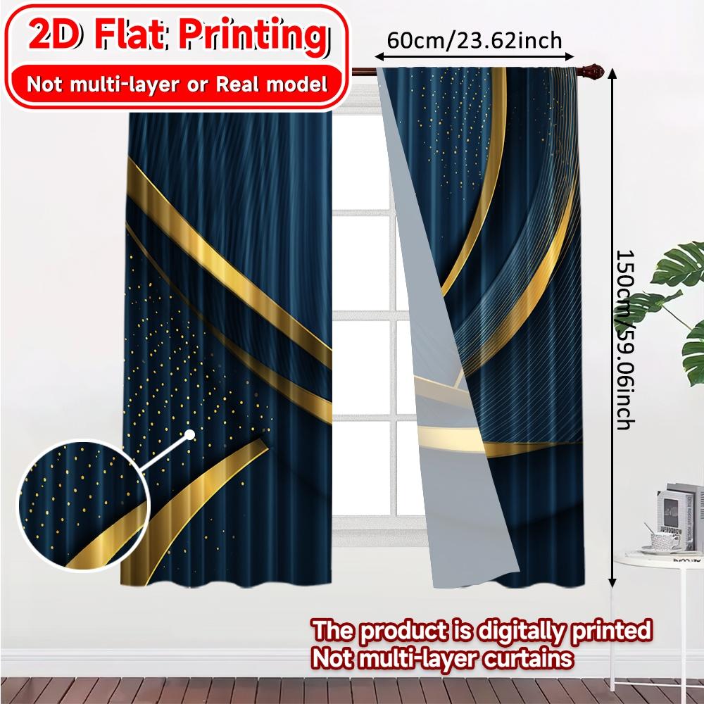 Set Of 2 Flat Printing Abstract Elegance Popular Curtains Versatile Polyester Fabric Decorations Home Suitable Made