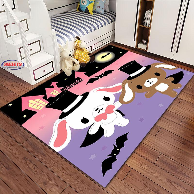 3D HD Cute Rabbits Cartoon Area Carpet,Rug for Living Room Tapete for Bedroom Sofa Kitchen Doormat Decor,Kids Non-slip Floor Mat