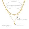 Gold Plated Layered Palm Leaf Necklace, Dainty Double Chain Stick Pendant Charm Choker, Boho Summer Jewelry for Women Gift