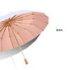 16 bone titanium silver folding umbrella, three-fold retro wood handle sun protection and UV protection dual-purpose sun umbrella