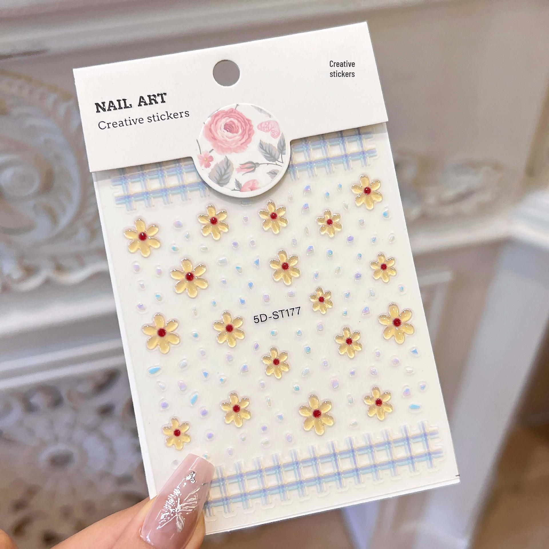 

Sunflower 5D Embossed Nail Art Stickers - Colorful Japanese 3D Design