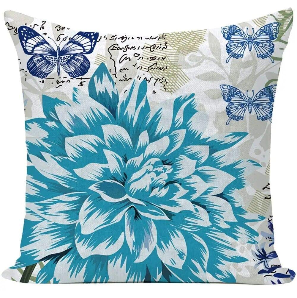 

Синяя декоративная наволочка с бабочкой и цветком для гостиной, дивана, офисного сиденья, наволочка для спальни, домашнего декора, пледы 40x40cm