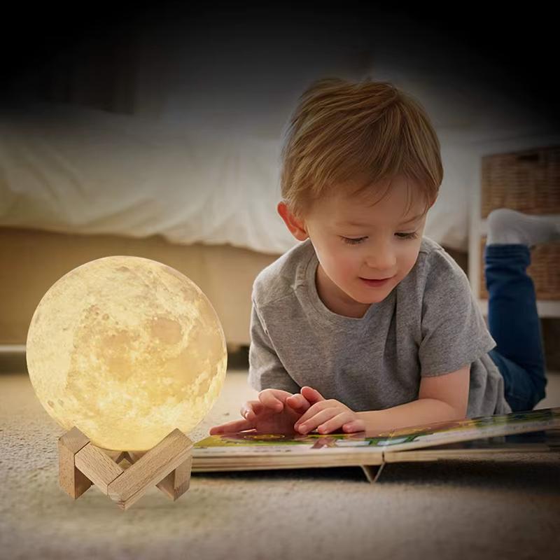 8cm LED Night Light 3D Moon Lamp Rechargeable Color Change Lamp Girl Boy Child Birthday Gift for Bedroom Party Indoor Decoration