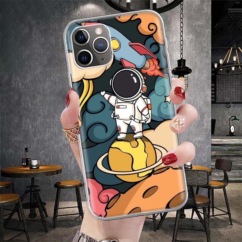 Cartoon Planet Astronaut Star Rocket Soft Phone Case For IPhone 11 17 Air 16E 16 Pro Max 15 + 14 Plus 13 Mini 12 Apple 7 SE 8 Fu