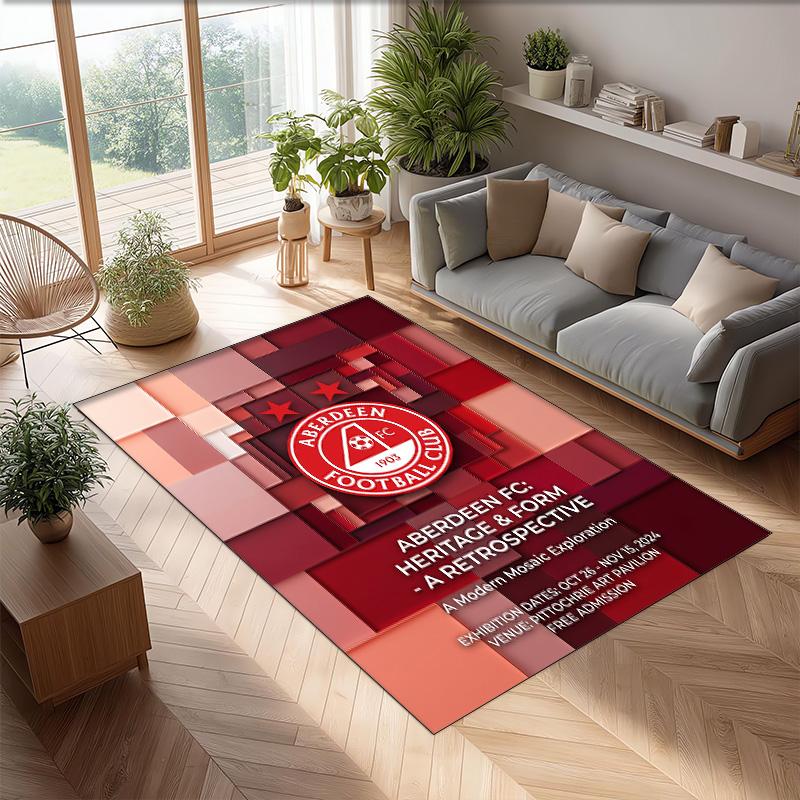 Aberdeen FC Soccer Football Pattern Soft Area Rug Non Slip Indoor Floor Carpet Sports Decor Mat for Bedroom