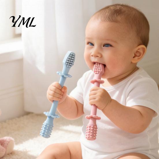 Seamless One Piece Teether Baby Silicone Teething Toy, Food-Grade Bite Soother for Gum Newborn Essentials Relief, Anti-Finger Biting Chew Stick,