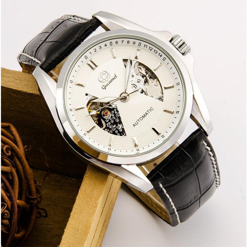 

Топ новые модные мужские механические часы с прозрачной задней крышкой, автоматические механические водонепроницаемые люминесцентные наручные часы