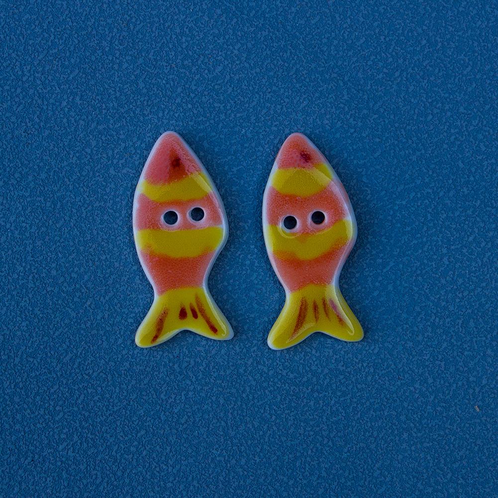 Colorful Ceramic Fish Buttons for DIY Clothing Accessories