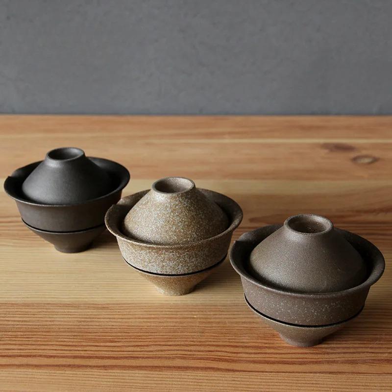200ml Japoński Ceramiczny Czajnik Czajnik Herbata Gaiwan Filiżanka Herbaty do Puer 1 Miska 2 Filiżanki Zestaw Herbaty Retro Surowe Naczynia Ceramiczne