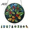Decorative Garden Sun Catcher Christmas Acrylic Puzzle Suncatcher, Holiday Tree Snowman Stockings Red Bird Office Window Decoration Kit for