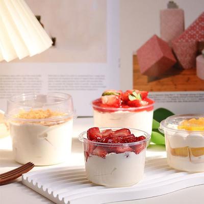 50Pcs 150/250ml Disposable Salad Cups Round Shape Leak-Proof Dessert Cups Bowl Containers Clear Plastic Thickened