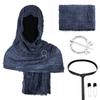 Medieval Hooded Cloak Scarf Set with Brooch and Belt for Cosplay Renaissance Festival Costume Accessories