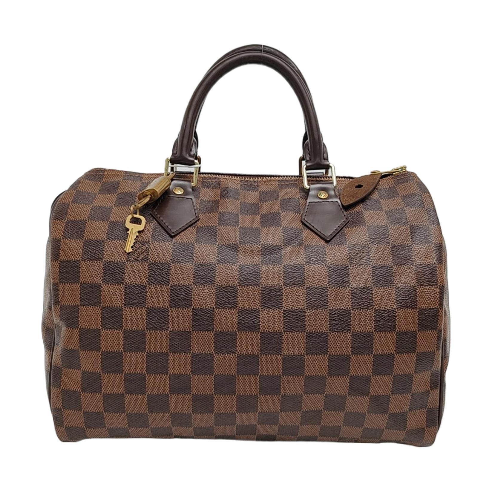 [Pre-Owned] Speedy 30 Checkered Zipper Closure Coated Canvas With Leather Trim Handbag - Good #3XSMGW ONE SIZE