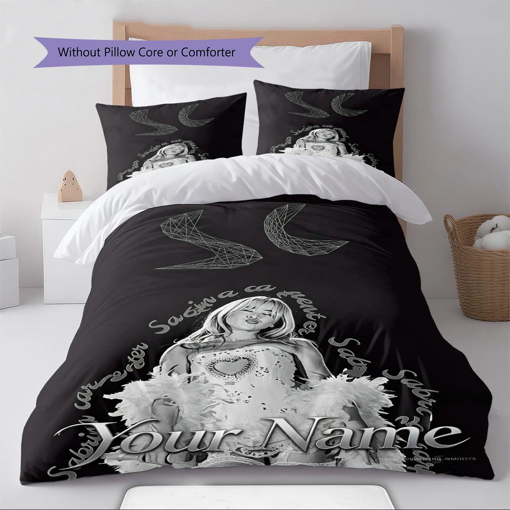 Name Custom Sabrina Carpenter Pattern Bedding Set Quilt Cover Pillowcase Home Decor Gift (1 * Duvet Cover + 2 * Pillowcase, Without Core)