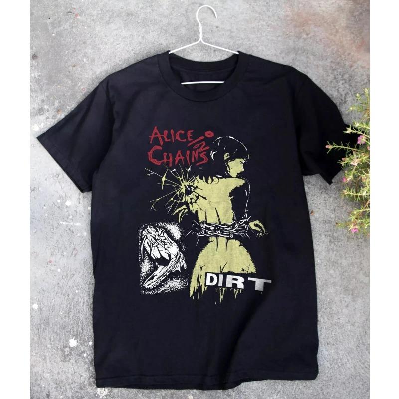 Alice in Chains Black Tshirt Summer New Casual Harajuku Style Unisex Tshirt S