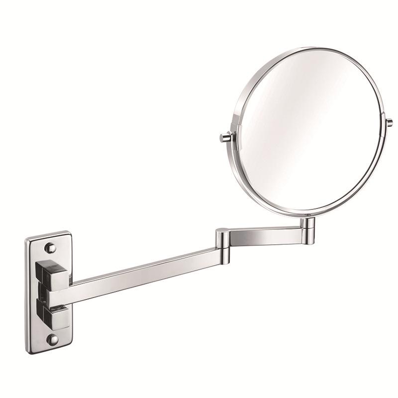 LED Wall-Mounted Telescopic Stainless Steel Makeup Mirror - Double-Sided, High-Definition, Magnifying for Bathrooms