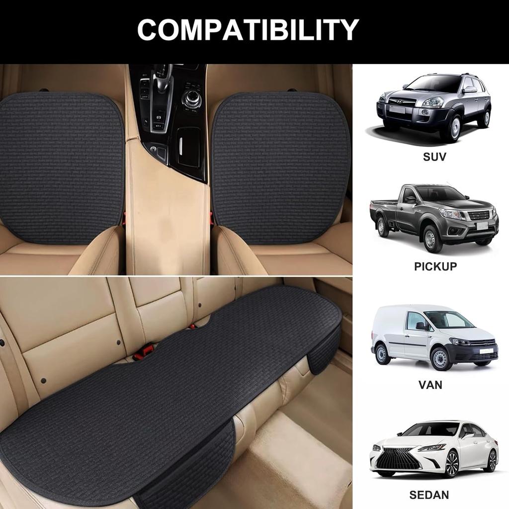 2PCS Car Seat Covers Cushion Pad Breathable Anti Slip Auto Seat Protector Pad With Storage Pocket Universal Fit For Most Automotive, Truck, SUV, And