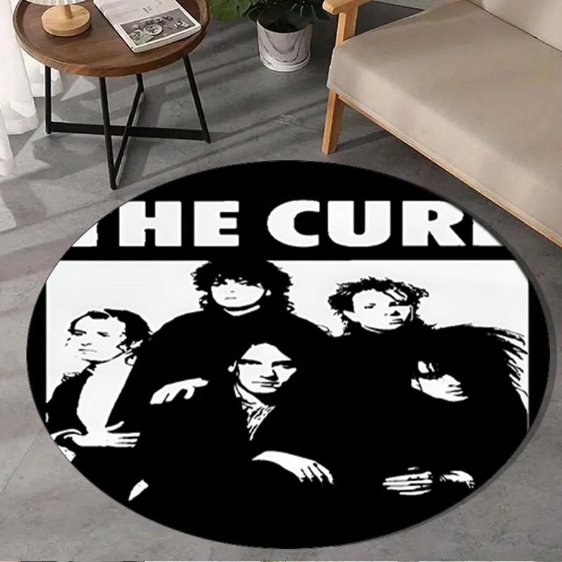 1PC The Cure Band Portraits Round Rug, Non-slip Chair Mat, Home Decor, Circle Carpet Perfect for Office, Bedroom, Living Room,Christmas gift
