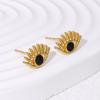 Stainless Steel Hypoallergenic Minimalist INS Design Sense Devil's Eye Stud Earrings Eye Elements Personality Niche 18K Gold