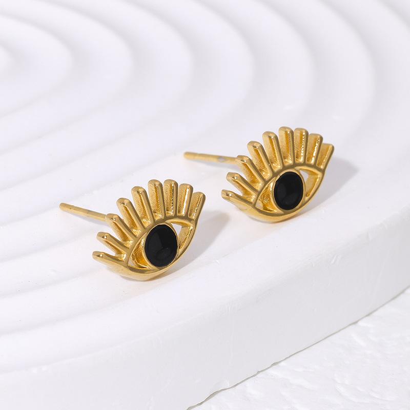 Stainless Steel Hypoallergenic Minimalist INS Design Sense Devil's Eye Stud Earrings Eye Elements Personality Niche 18K Gold