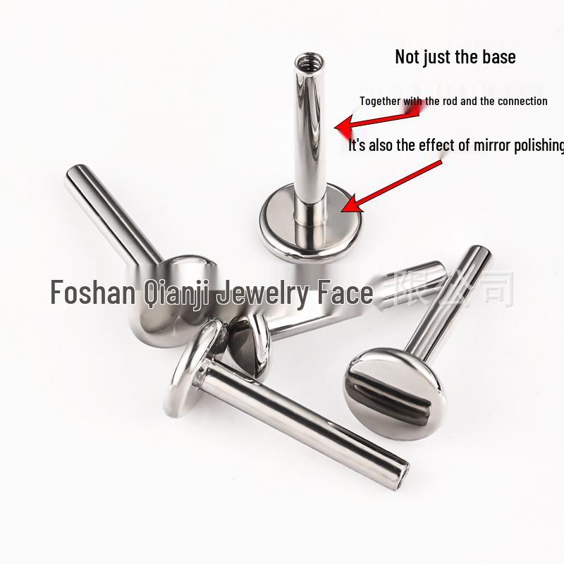 G23 Titanium Alloy Flat Bottom Ear Stud & Lip Bar Piercing Jewelry 1.2*8mm with 0.9mm thread