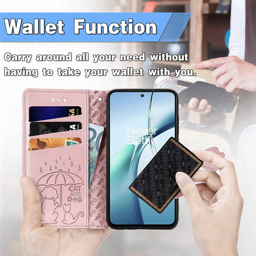 Capa Protetora Flip de Couro Para Motorola Moto G17 G57 G67 G77 G06 G56 G86 G35 G75 G05 G84 G85 5G G54 G55 G34 G15 Edge 70 50 60 Carteira com Gato Cachorro