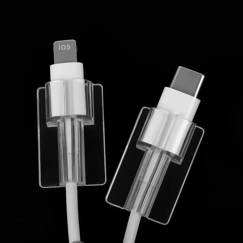 Soft Silicone Transparent Data Cable Protective Cover Clip for Apple IOS iPhone Charging Cord Clear Protector Sleeve