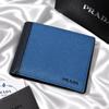 Used Excellent Condition Prada Bi-color Saffiano Leather Bifold Wallet, Blue X Navy