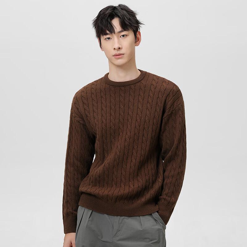 Mark Fairwhale Men's Cable Knit Round Neck Sweater