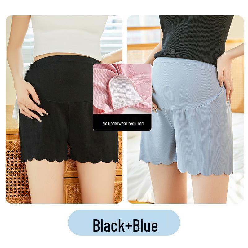 Maternity Ice Silk Safety Pants, Three-Quarter Length, Anti-Exposure, Lightweight for Summer.