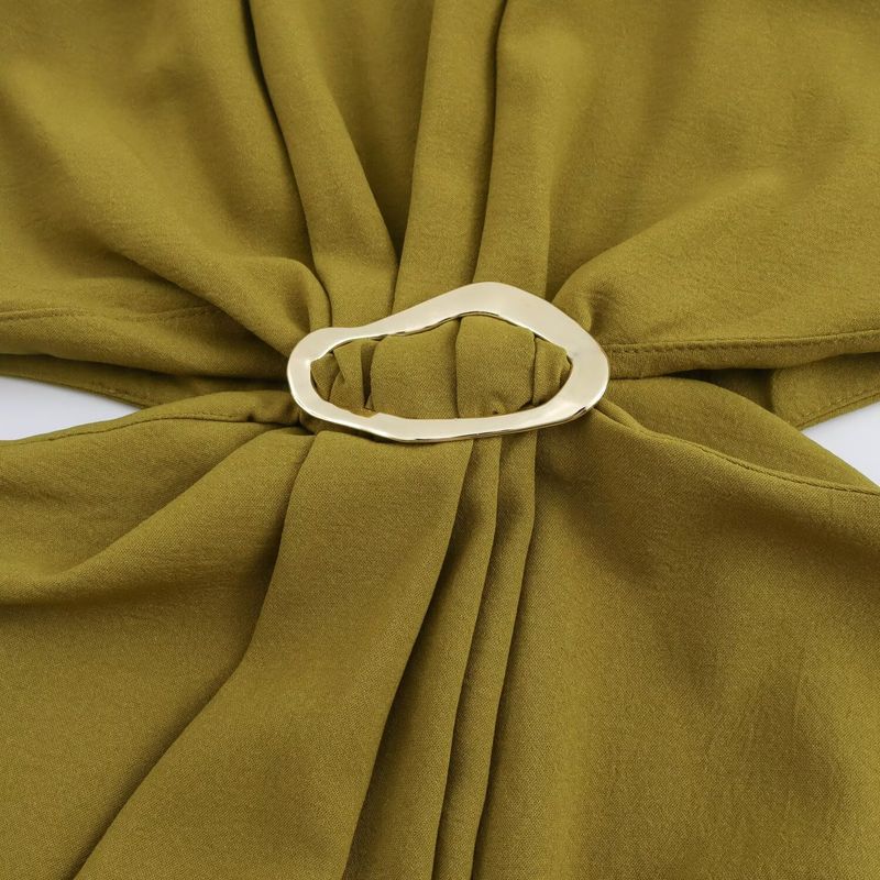 Kaslead New Arrival Women's Clothing Fashion Style Stylish Opening Design Buckle Decoration Dress 2298176