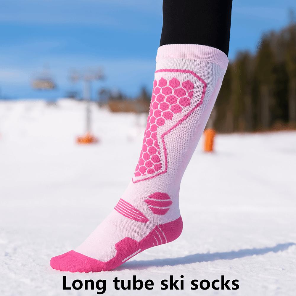 Weiches dickeres Design Skisocken Warm Hohelastisch Sportsocken Kniehoch Feuchtigkeitsableitend Outdoor Wandersocken Outdoor Sportarten