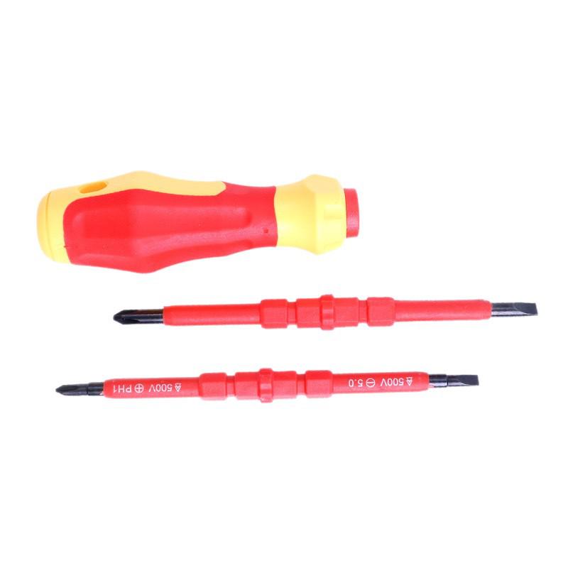Insulated 3-in-1 Industrial Grade Screwdriver Set: Phillips & Slotted Electrician Tool.
