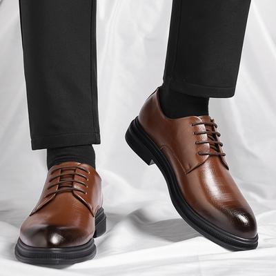 Lace Up Derby Men Shoes with Round Toe Low Heel Comfortable Breathable Non Slip Business Daily Office Formal Men Shoes