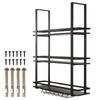 3 Tier Wall Mounted Bar Shelves Metal Hanging Wine Storage Rack Display with Glass Holder for Kitchen Dining Room Home Decor