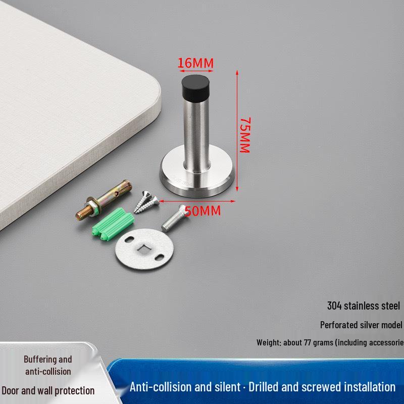 Thickened Stainless Steel Silent Door Stopper with Hydraulic Buffer