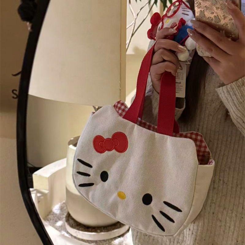 

New Cute Kitty Canvas Bag Portable Kawaii Casual Handbag Cat Girls Women s shoulder bag Women s Large Capacity Tote Bag