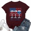 Women's Round Neck Casual Independence Day Printed Short Sleeve T-Shirt Top