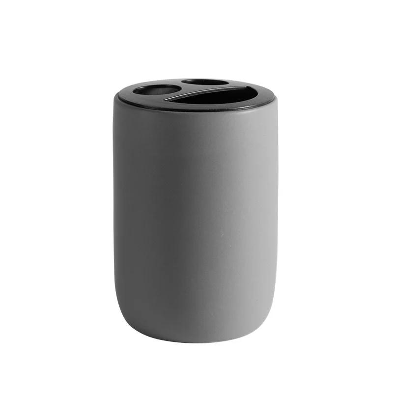 Nordic Ceramic Bathroom Lotion Bottle Press Hand Sanitizer Bottle Mouthwash Cup Toothbrush Holder Black Liquid Soap Dispenser