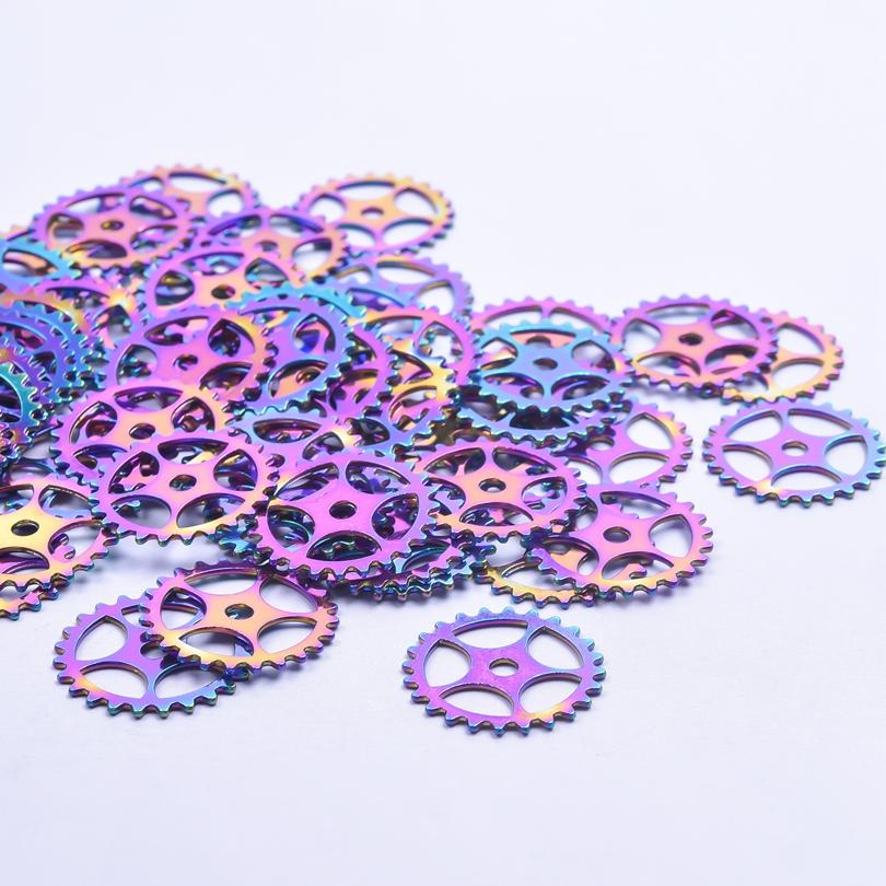 Rainbow Gear Charms For Jewelry Making Supplies Wholesale Items Round Steampunk Accessories DIY Necklace Earrings Component Gift