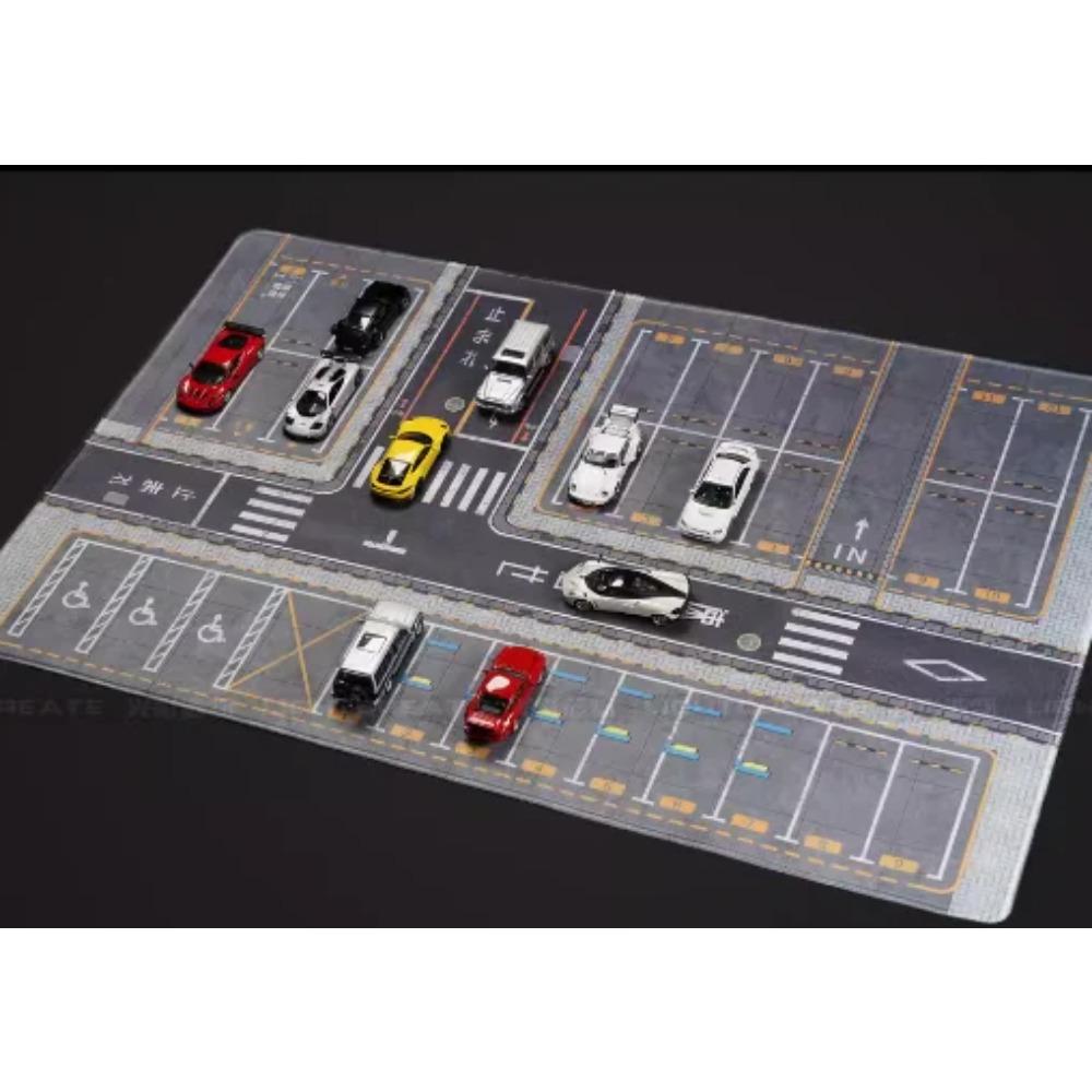 Escena de Modelo de Coche 1/64 Con Estacionamiento Tiro Garaje Base de Suelo Alfombrilla
