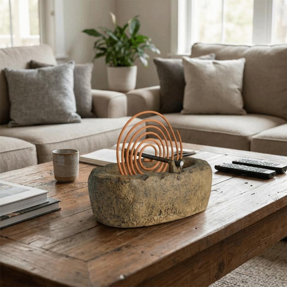 Resin Mosquito Coil Tray Imitation Stone Ash Catcher Home Decor Coil Holder  Meditation Space