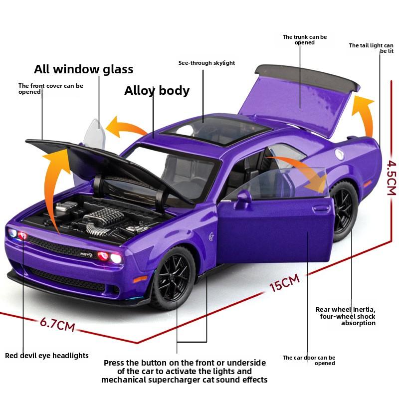 1:32 Hellcat Simulation Alloy Sports Car Model Sound and Light Pull Back Toy Car Ornament