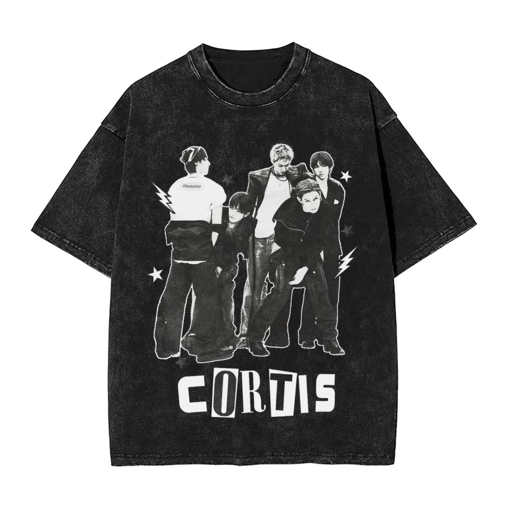 2026 Kpop Boy Group Cortis James Washed T Shirts Streetwear Vintage T-Shirts Tee Shirt Men Women Cotton Harajuku Graphic Printed