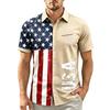 Men's Short Sleeve Collared Casual Shirt with USA Letter Print and Independence Day Theme Button Down Design for Spring Summer