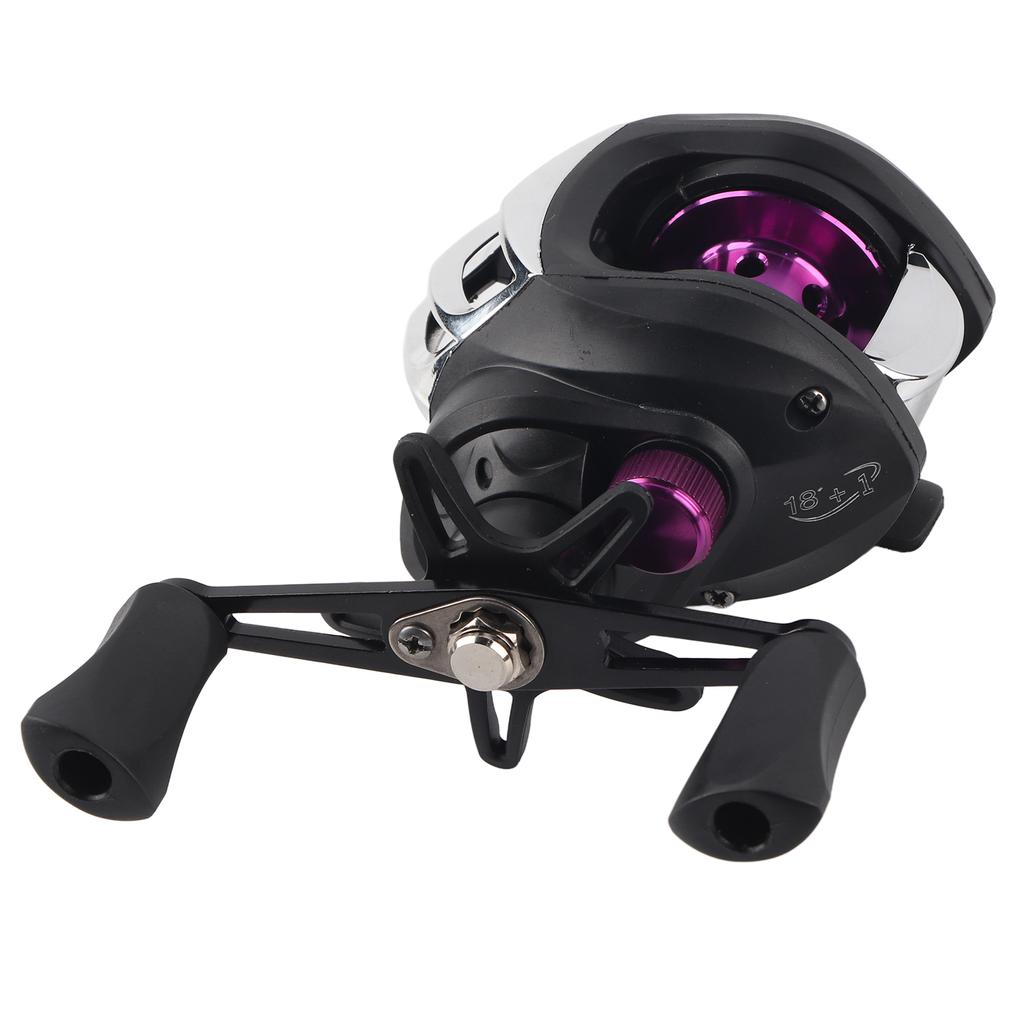 Fishing Baitcasting Reel 18+1 Bearing 7.2:1 Gear Ratio Magnetic Braking Fishing Wheel(LK201 Noir Violet Main Gauche )