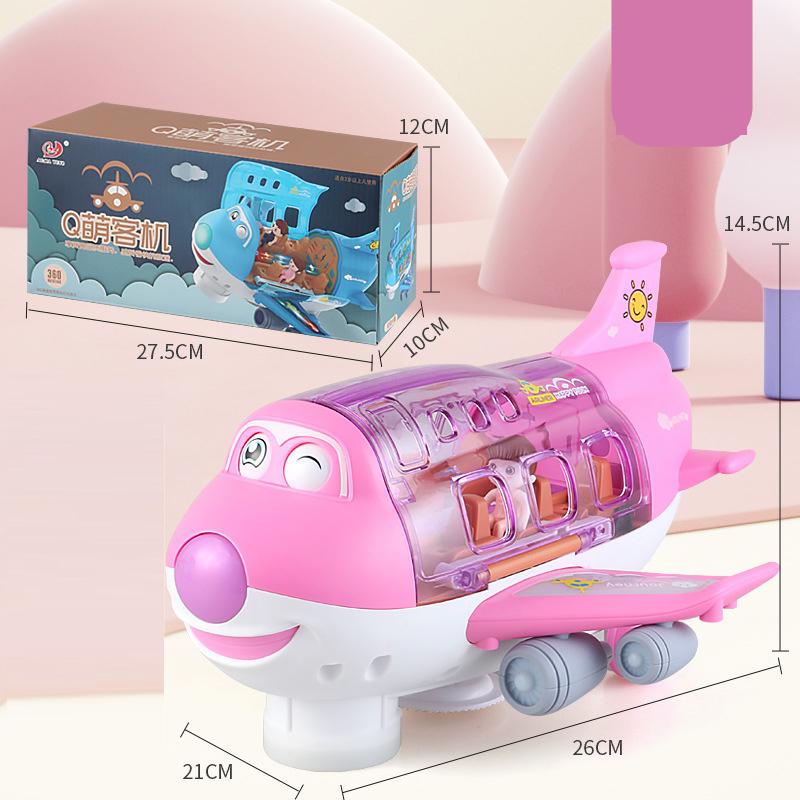 360° Rotating Electric Plane Airplane Toys for Kids Bump and Go Action Toddler Toy Plane with LED Flashing Light Sound for Boys