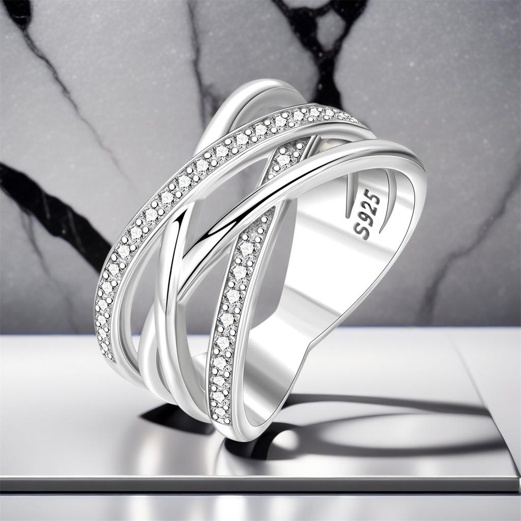 PANPOKI S925 Silber Multi Ring Geflochtener Geschlossener Ring Für Damen Fingerring Persönlichkeits Schmuck Party Trendige Geschenke